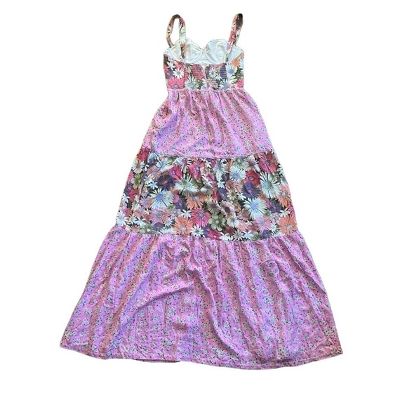 Agua Bendita Alani Java maxi dress with cups. Floral Pink  Size M. NWT - Picture 9 of 16